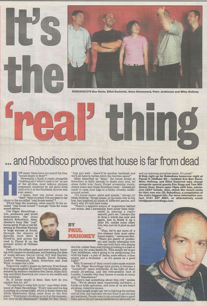 Robodisco article in Manchester Evening News